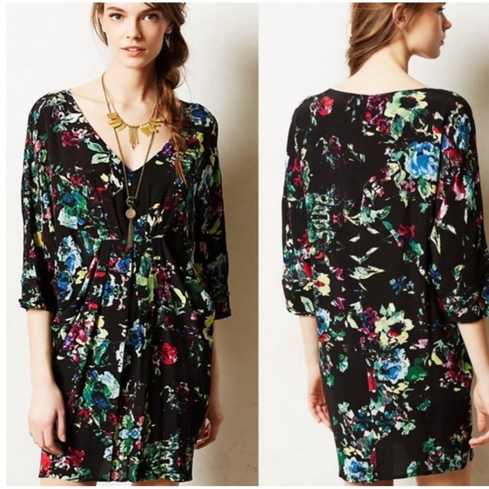 Maeve Floral Long Sleeve Dress - Black, Blue, Green, Red